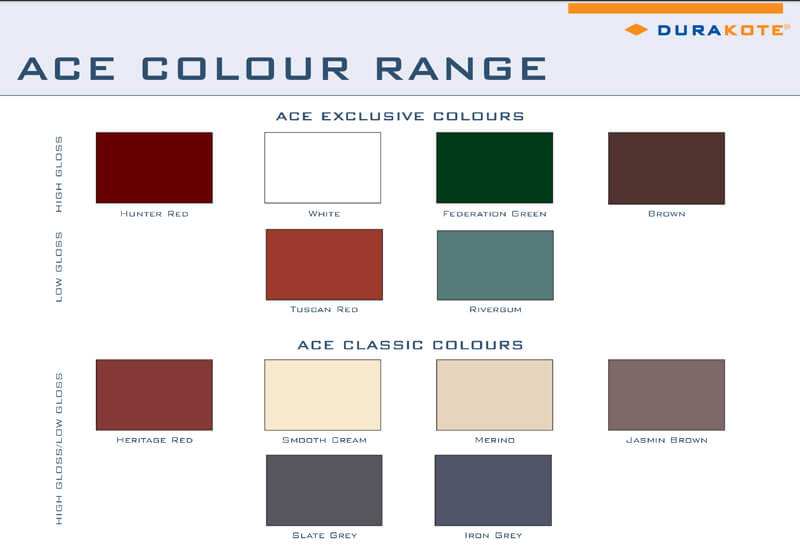 Ace Gutters Colour Chart